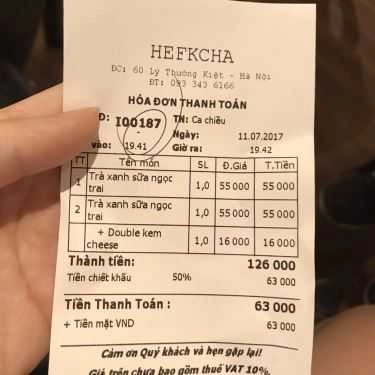 Thực đơn- Cafe Trà Sữa Hefkcha Tea