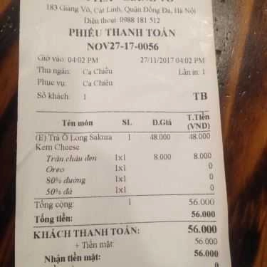 Thực đơn- Cafe Trà Sữa Heytea - Giảng Võ