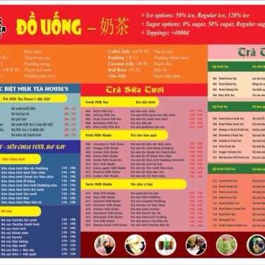 Thực đơn- Cafe Milk Tea House's - Thiên Đường Trà Sữa