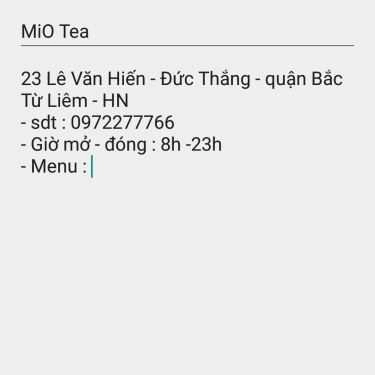 Tổng hợp- Cafe Trà Sữa Mio Tea