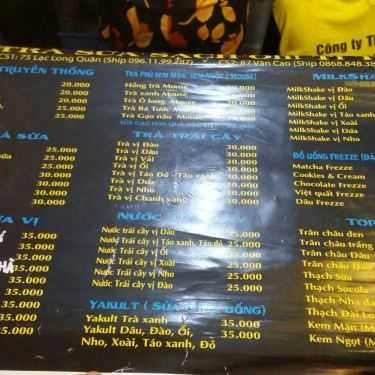 Thực đơn- Cafe Trà Sữa Oh! TiTi - Lạc Long Quân