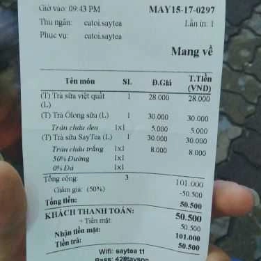 Tổng hợp- Cafe Trà Sữa SayTea - Tây Sơn