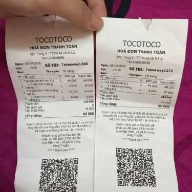 Thực đơn- Cafe Trà Sữa Tocotoco - AEON Mall Long Biên
