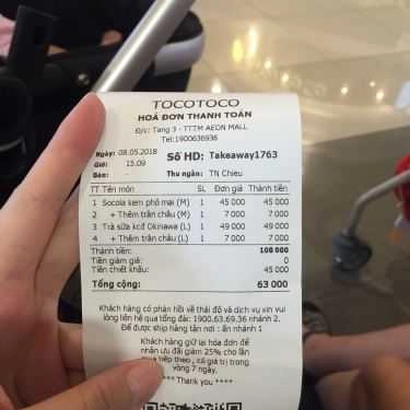 Tổng hợp- Cafe Trà Sữa Tocotoco - AEON Mall Long Biên