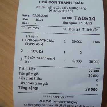 Tổng hợp- Cafe Trà Sữa Tocotoco - Đường Láng