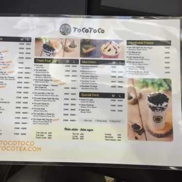 Thực đơn- Cafe Trà Sữa Tocotoco - Hồ Gươm Plaza