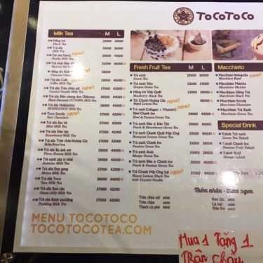 Thực đơn- Cafe Trà Sữa Tocotoco - Phố Nhổn