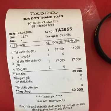 Tổng hợp- Cafe Trà Sữa Tocotoco - Royal City