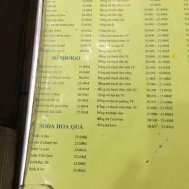 Thực đơn- Cafe Trà Sữa Trường Lạc - Giảng Võ