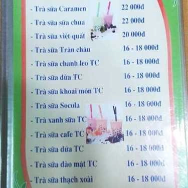 Thực đơn- Cafe Trà Sữa Trường Lạc - Tạ Quang Bửu