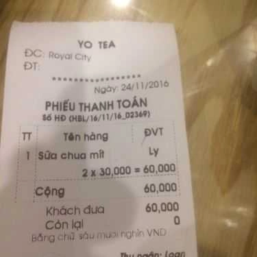 Tổng hợp- Cafe Trà Sữa Yo Tea - Royal City