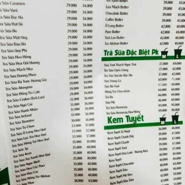 Thực đơn- Cafe Trà Tiên Hưởng - Nguyễn Trãi