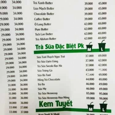 Thực đơn- Cafe Trà Tiên Hưởng - Nguyễn Trãi