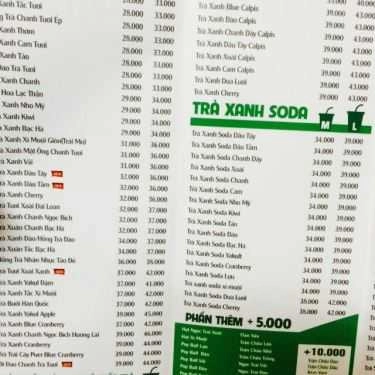 Thực đơn- Cafe Trà Tiên Hưởng - Nguyễn Trãi