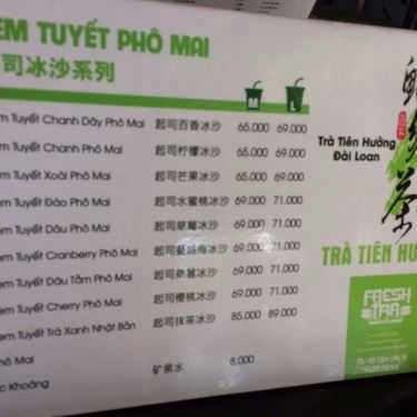 Thực đơn- Cafe Trà Tiên Hưởng - Nguyễn Trãi