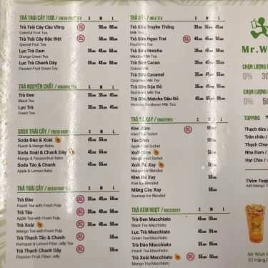 Thực đơn- Cafe Trà Trái Cây Mr.Wish - Hàng Dầu