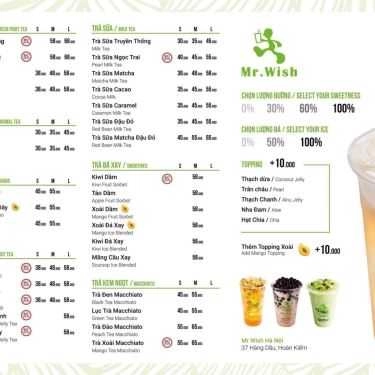 Thực đơn- Cafe Trà Trái Cây Mr.Wish - Hàng Dầu
