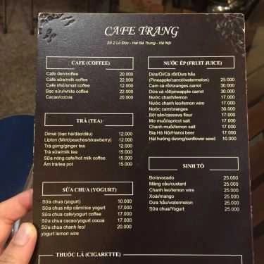 Thực đơn- Trang Cafe - Lò Đúc