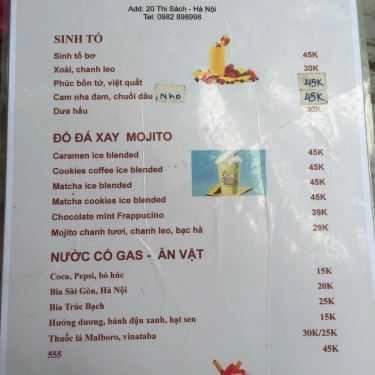 Thực đơn- Trí Cafe