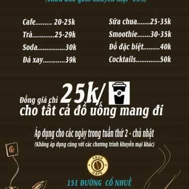 Thực đơn- True - Cafe & Karaoke
