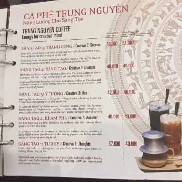 Thực đơn- Trung Nguyên Coffee - Phạm Huy Thông