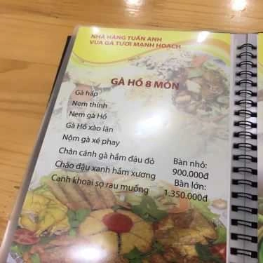 Thực đơn- Nhà Hàng Tuấn Anh - Vua Gà Tươi Mạnh Hoạch