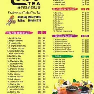 Thực đơn- Cafe Tubó Tea - Đan Phương