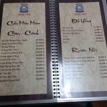 Thực đơn- Quán Nhậu Tùng Lâm - Bia hơi Hà Nội