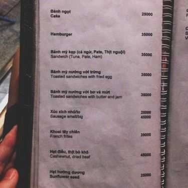 Thực đơn- Twenty Cafe - Lê Hồng Phong