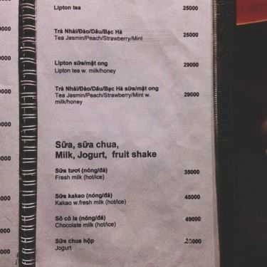 Thực đơn- Twenty Cafe - Lê Hồng Phong