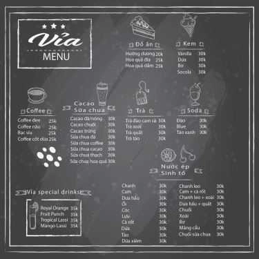 Thực đơn- Vỉa Coffee & Juice
