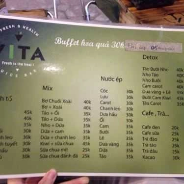 Thực đơn- Cafe Vita Juice Bar - Thái Phiên