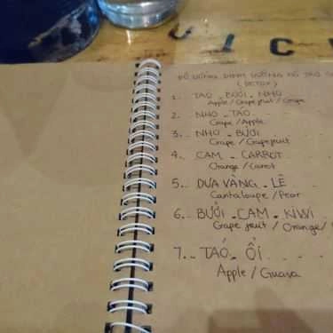 Thực đơn- Cafe Vita Juice Bar - Thái Phiên