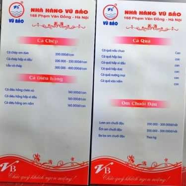 Thực đơn- Nhà Hàng Vũ Bảo