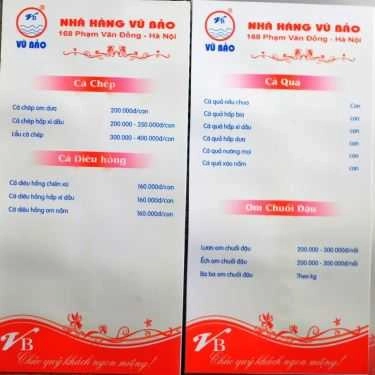 Thực đơn- Nhà Hàng Vũ Bảo