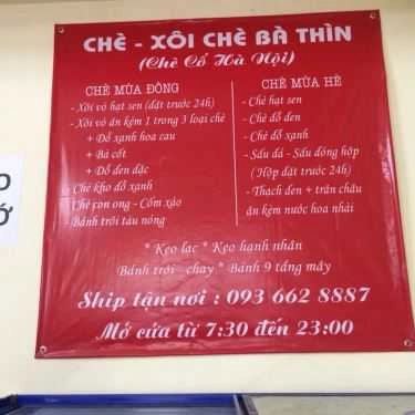 Thực đơn- Cafe Bà Thìn - Xôi Chè & Bánh Trôi