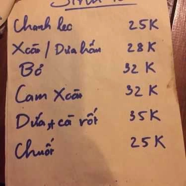 Thực đơn- Xóm Cà Phê