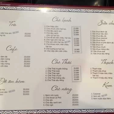 Thực đơn- Ăn vặt Xưa Nay - Chè & Trà - Hàng Than