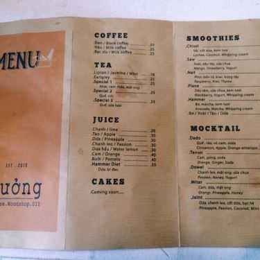 Thực đơn- Xưởng Coffee