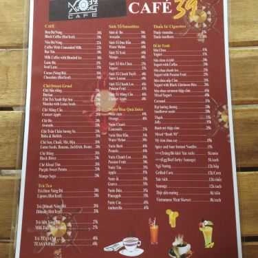 Thực đơn- Xưởng 39 Cafe