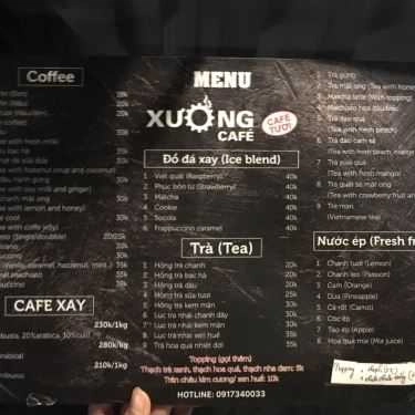 Thực đơn- Xưởng Cafe