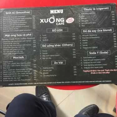 Thực đơn- Xưởng Cafe - Lê Trọng Tấn
