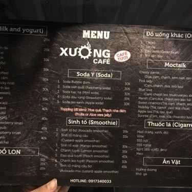 Thực đơn- Xưởng Cafe - Nguyễn Khang