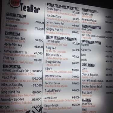 Thực đơn- Cafe Yabai Teabar - Hanoi Creative City