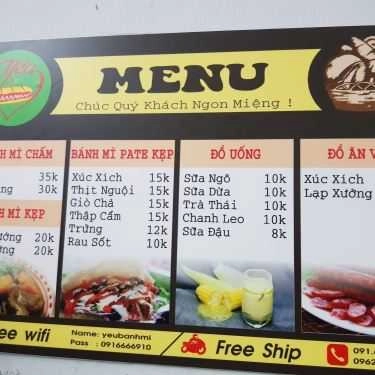 Thực đơn- Ăn vặt Yêu Bánh Mì