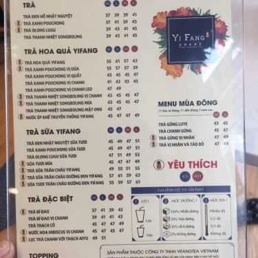 Thực đơn- Cafe YiFang - Taiwan Fruit Tea
