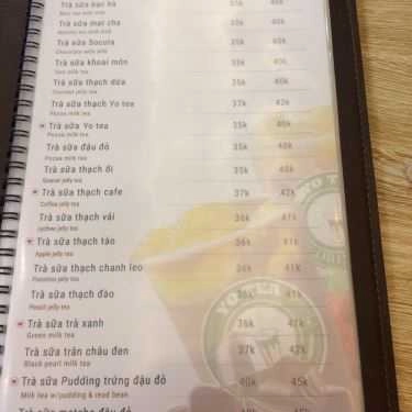 Thực đơn- Cafe Trà Sữa Yo Tea - Vincom Center Phạm Ngọc Thạch