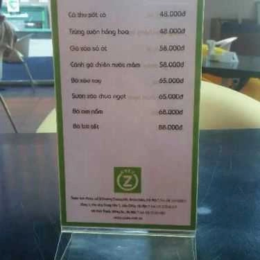 Thực đơn- Z Cafe - Thiên Sơn Plaza
