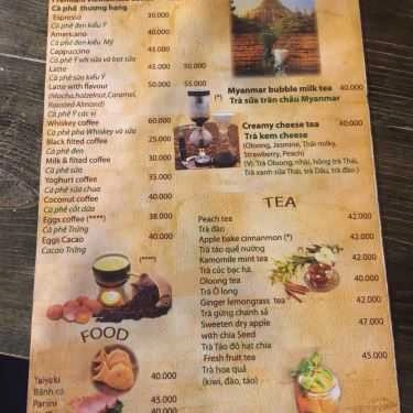 Thực đơn- Zone Cafe - Nguyễn Hữu Huân