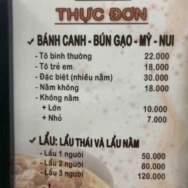 Thực đơn- Bánh Canh Nấm Lạc Tâm